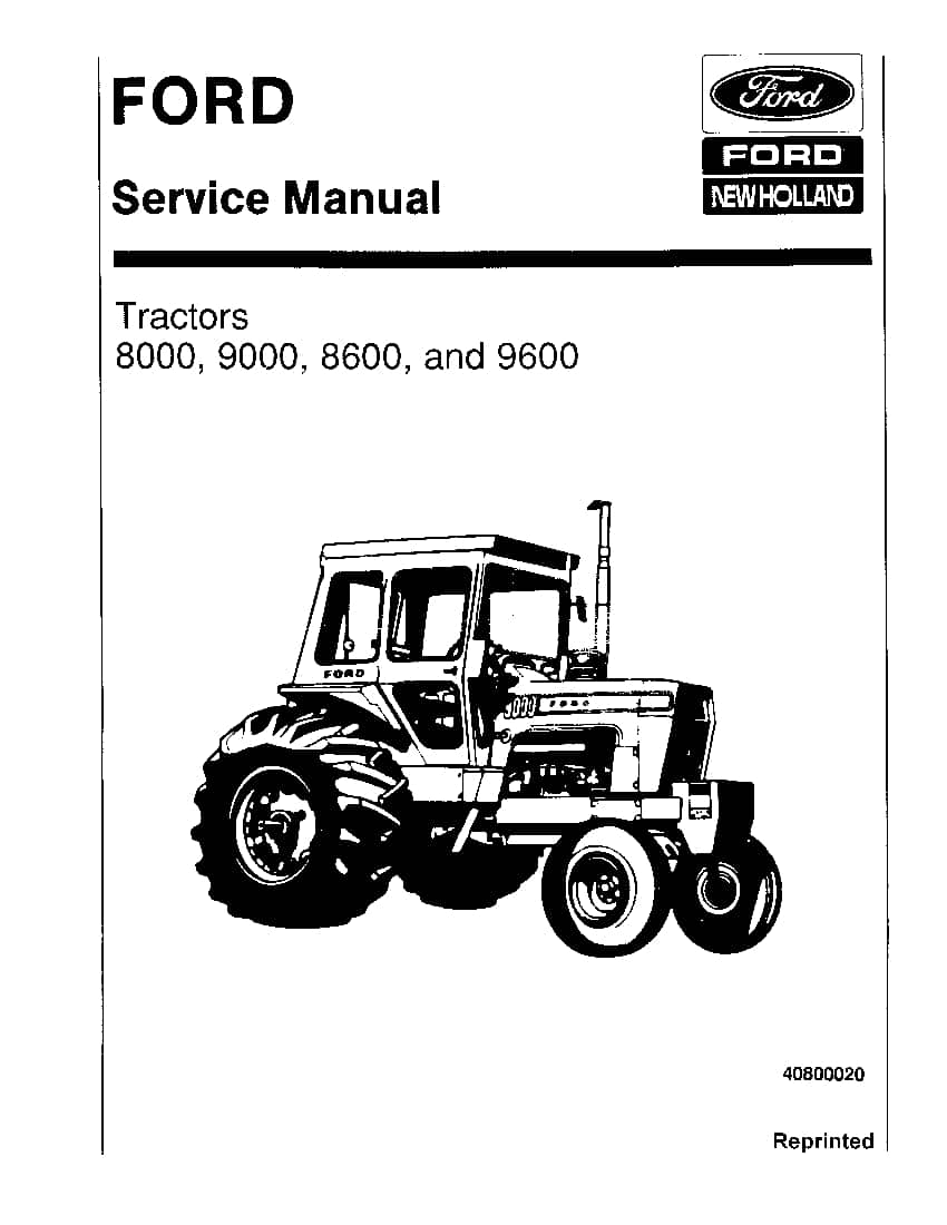New Holland 8000, 9000, 8600, 9600 Tractor SE3095 Workshop Repair Service Manual PDF Download