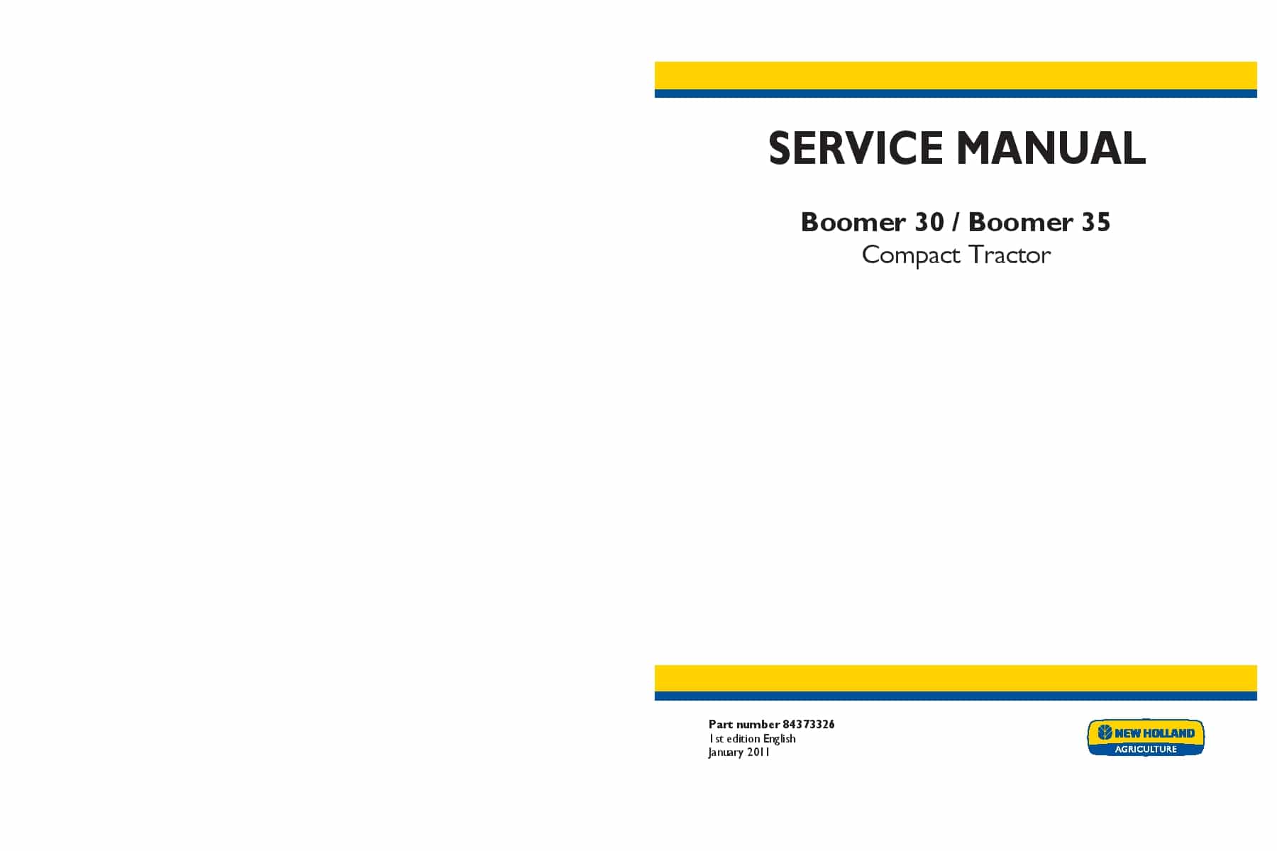 New Holland Boomer 30, Boomer 35 Compact Tractor Workshop Repair Service Manual PDF Download