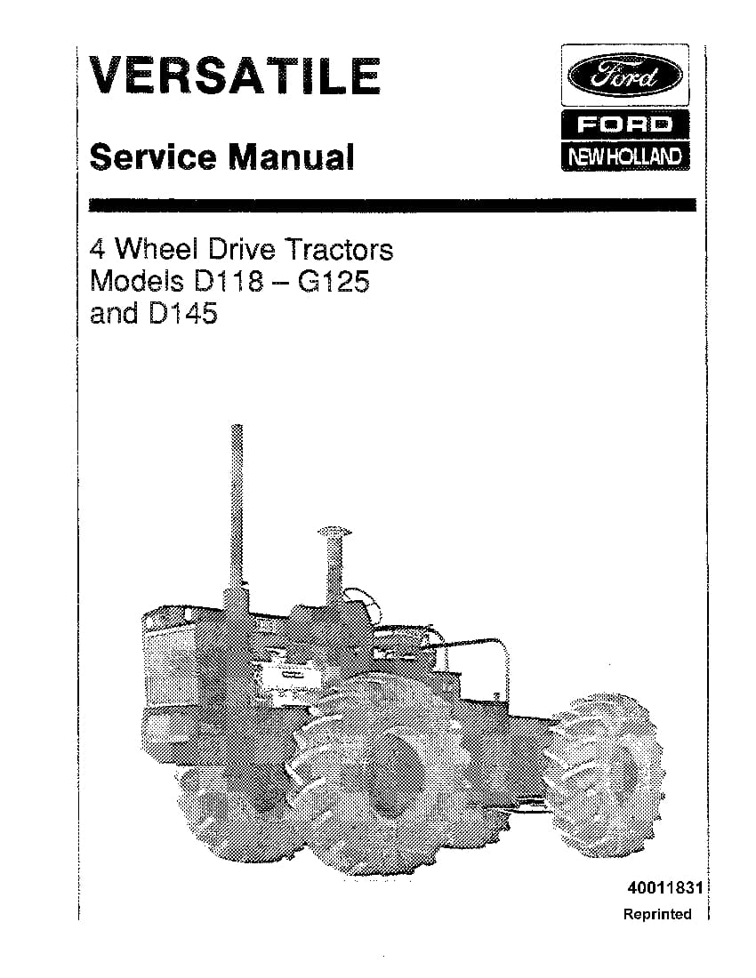 New Holland D118 G125 D145 4WD Tractors Workshop Repair Service Manual PDF Download
