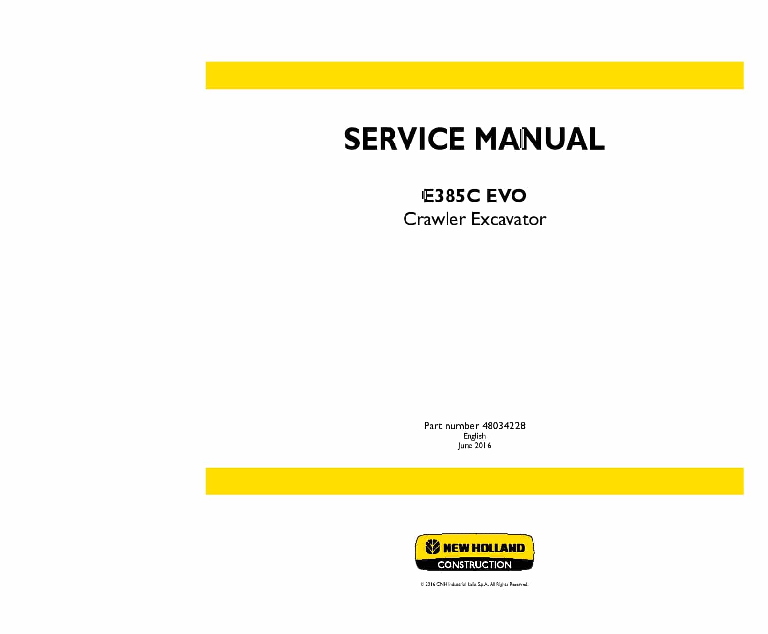 New Holland E385C EVO Crawler Excavator Workshop Repair Service Manual PDF Download