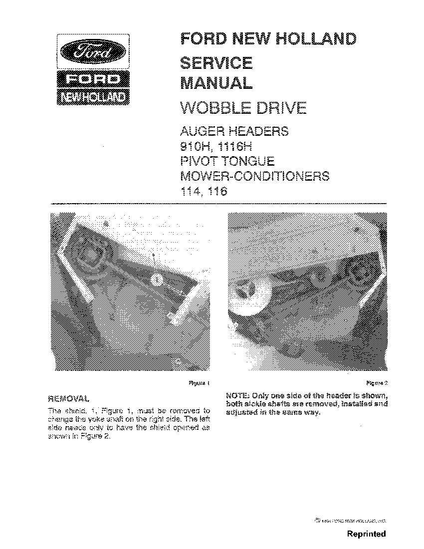 New Holland Ford 910H 1116H Auger headers Workshop Repair Service Manual PDF Download