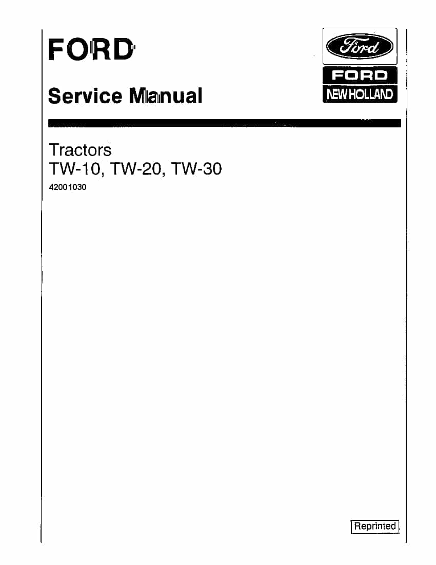 New Holland Ford TW10 TW20 TW30 Tractors Workshop Repair Service Manual PDF Download
