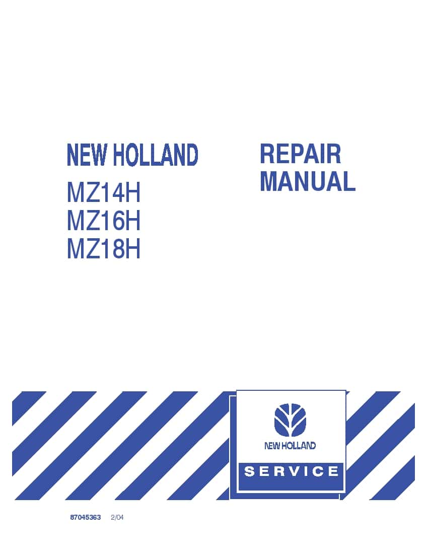 New Holland MZ14H, MZ16H, MZ18H series tractors Workshop Repair Service Manual PDF Download