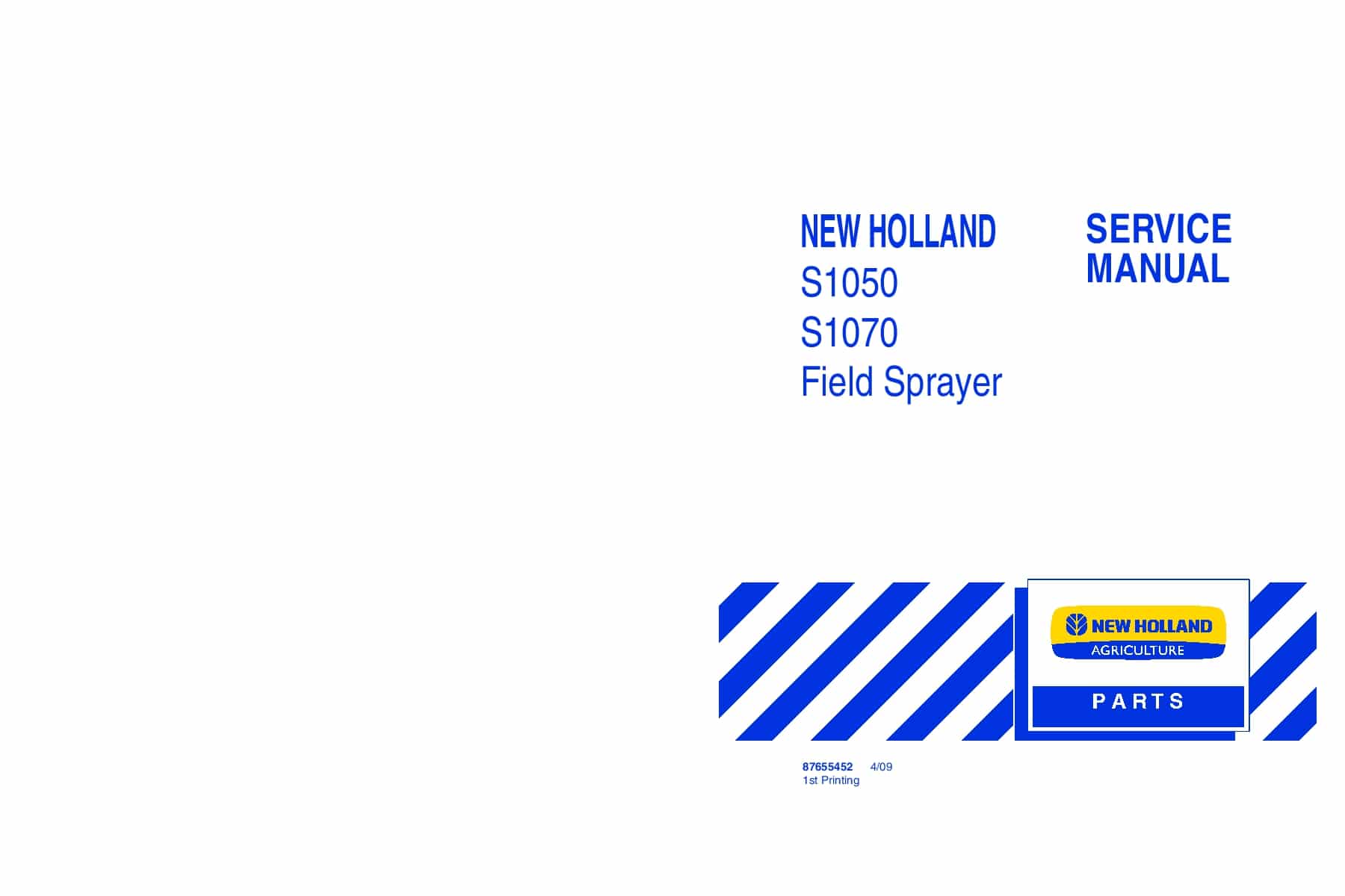 New Holland S1050 S1070 Field Sprayer Workshop Repair Service Manual PDF Download