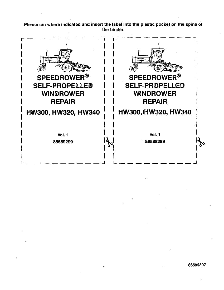 New Holland Speedrower HW300 HW320 HW340 Self-propelled windrower Workshop Repair Service Manual PDF Download