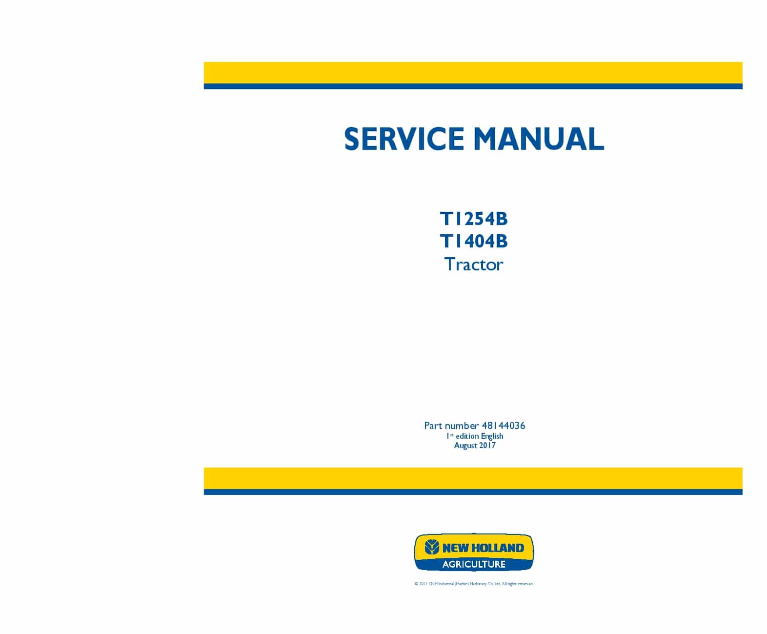 New Holland T1254B T1404B Tractor Workshop Repair Service Manual PDF Download