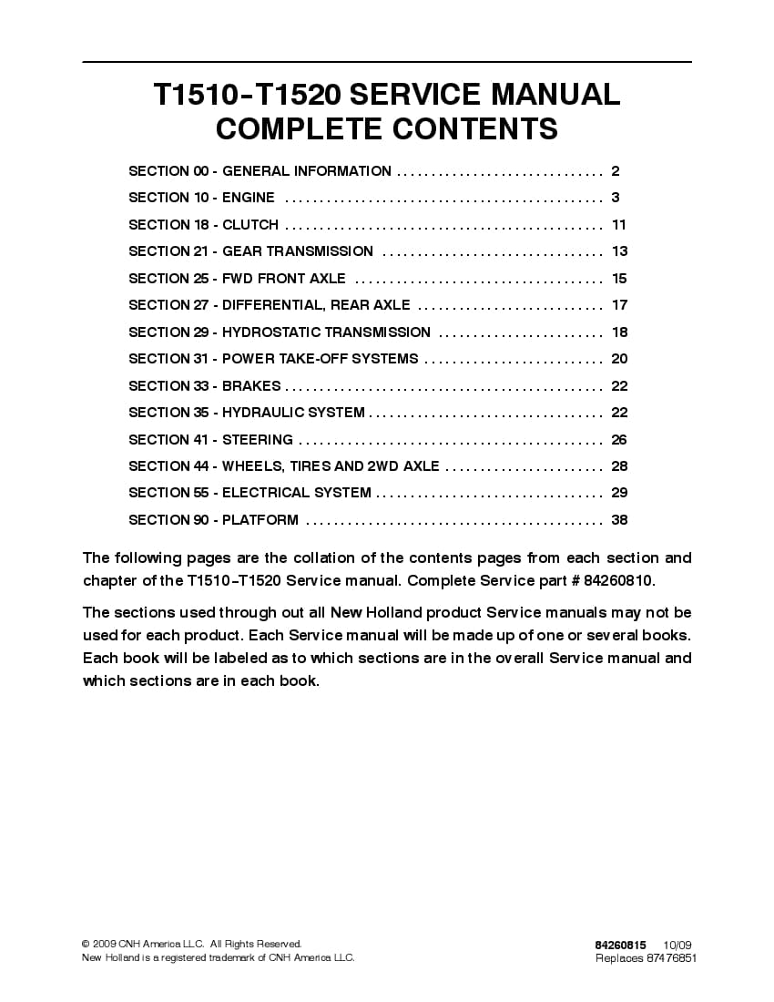 New Holland T1510 T1520 Tractors Workshop Repair Service Manual PDF Download