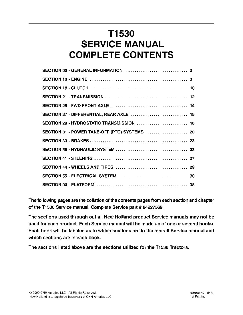 New Holland T1530 Tractors Workshop Repair Service Manual PDF Download