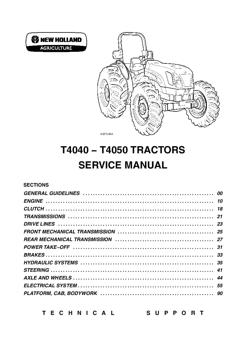 New Holland T4040 T4050 Tractors Workshop Repair Service Manual PDF Download