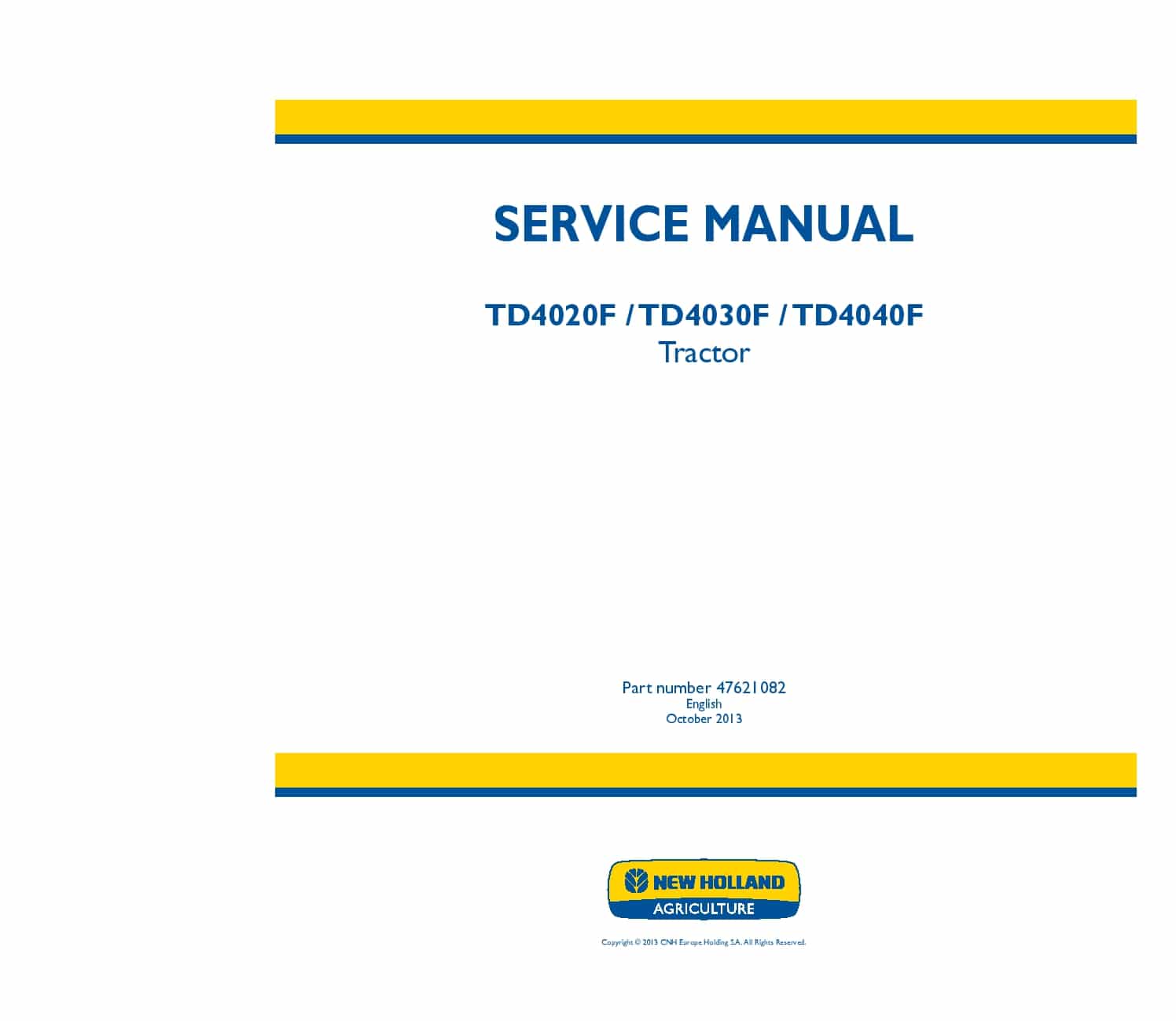 New Holland TD4020F TD4030F TD4040F Tractor 2 Workshop Repair Service Manual PDF Download