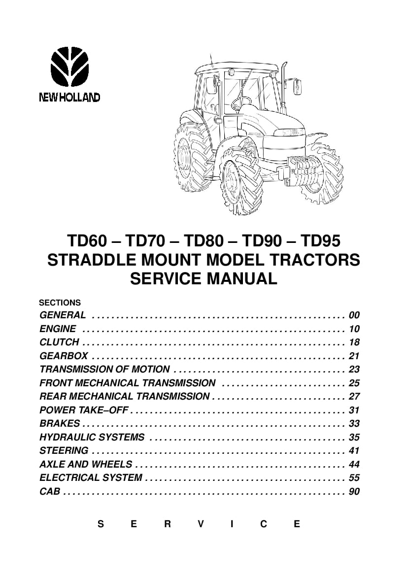 New Holland TD60 TD70 TD80 TD90 TD95 Tractors Workshop Repair Service Manual PDF Download