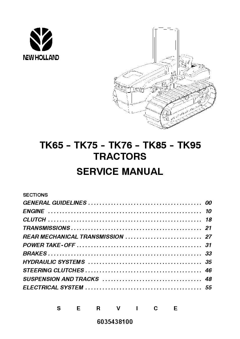 New Holland TK65 TK75 TK76 TK85 TK95 TRACTORS Workshop Repair Service Manual PDF Download