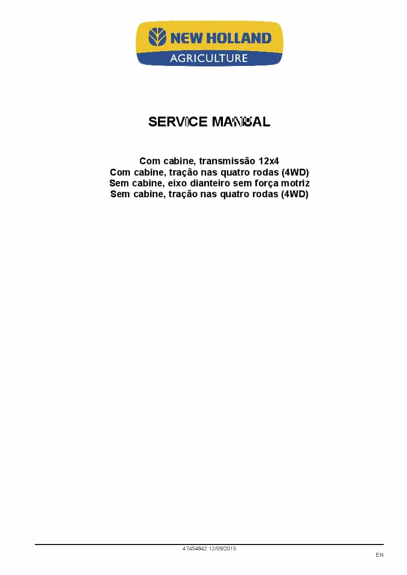 New Holland TL60E, TL75E, TL85E, TL95E Tractor MY2013 Workshop Repair Service Manual PDF Download
