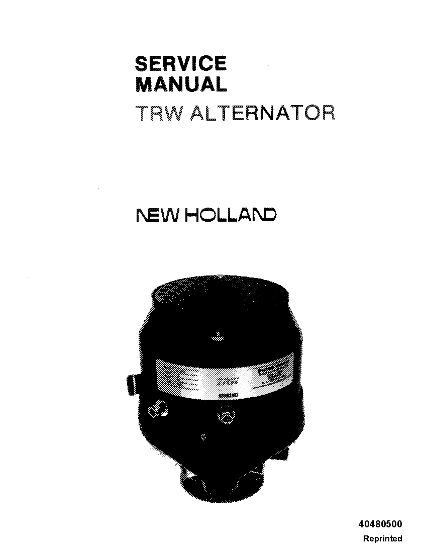 New Holland TRW Alternator Workshop Repair Service Manual PDF Download