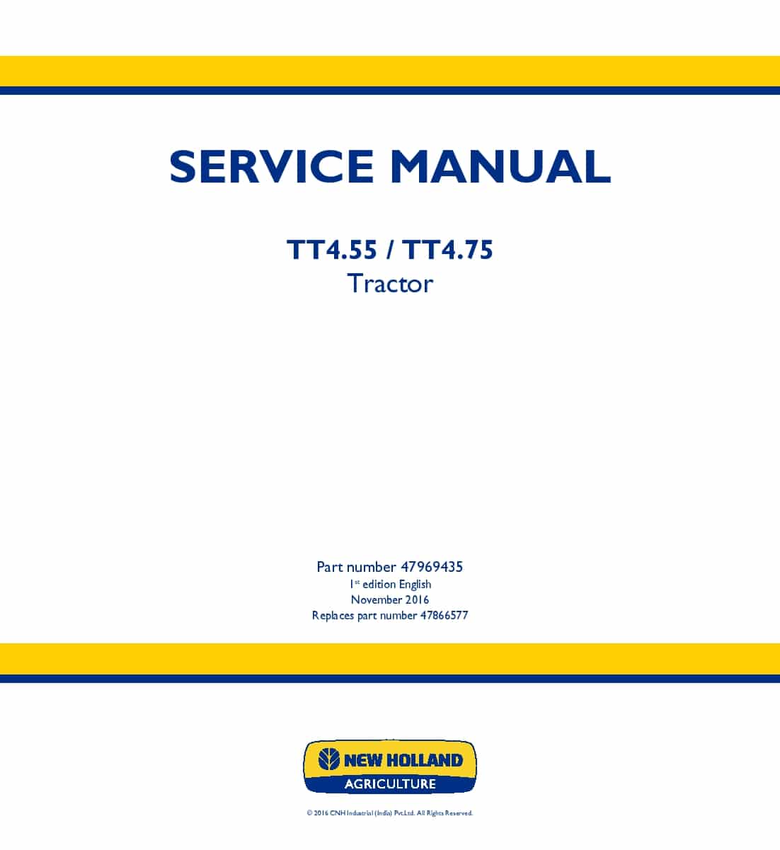 New Holland TT4.55 TT4.75 Tractor Workshop Repair Service Manual PDF Download