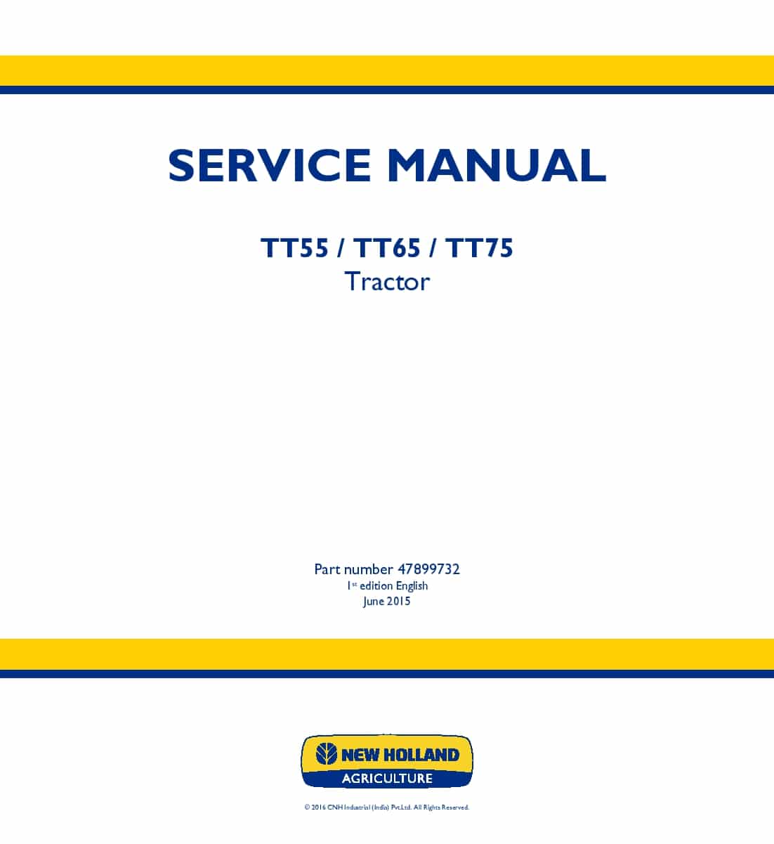 New Holland TT55, TT65, TT75, Tractors Workshop Repair Service Manual PDF Download