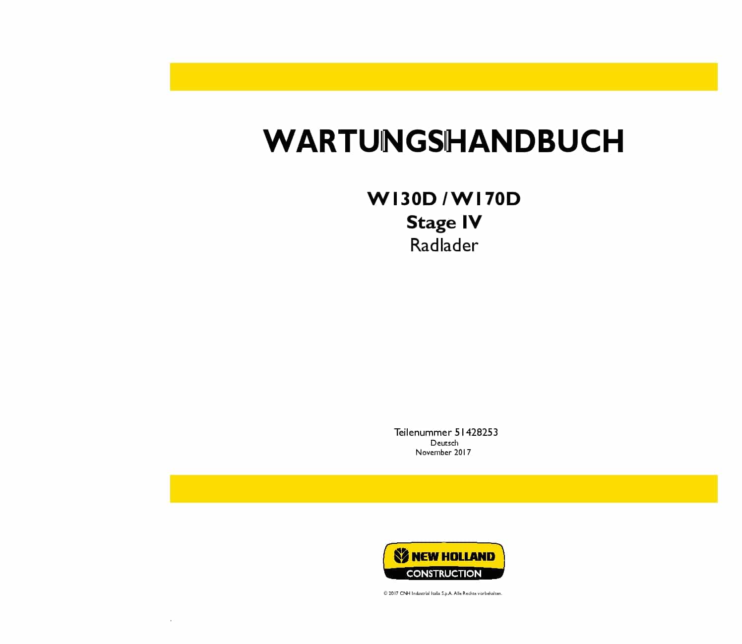 New Holland W130D W170D Stage IV Radlader Workshop Repair Service Manual PDF Download
