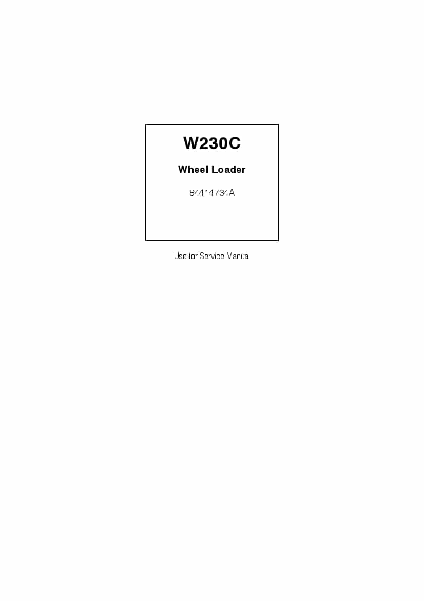 New Holland W230C Wheel Loader Workshop Repair Service Manual PDF Download