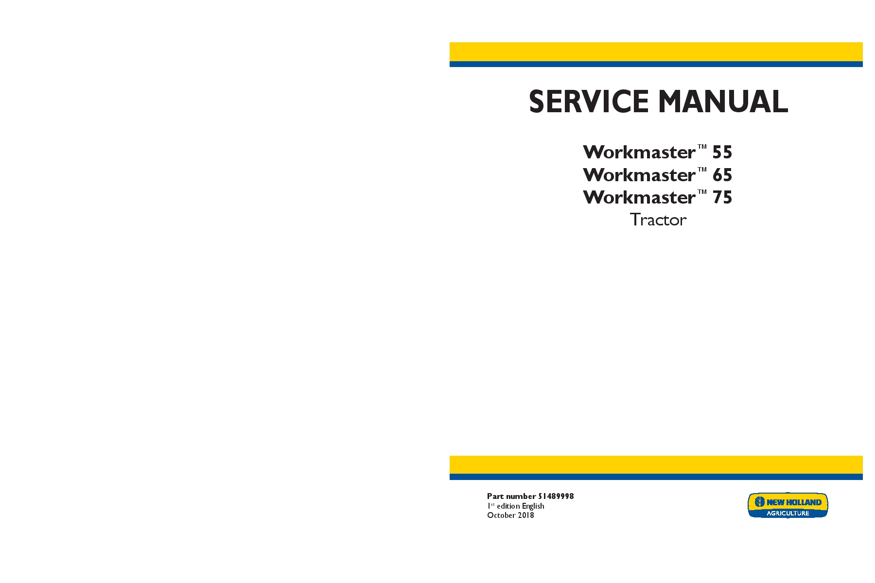 New Holland Workmaster 55 65 75 Tractor Workshop Repair Service Manual PDF Download