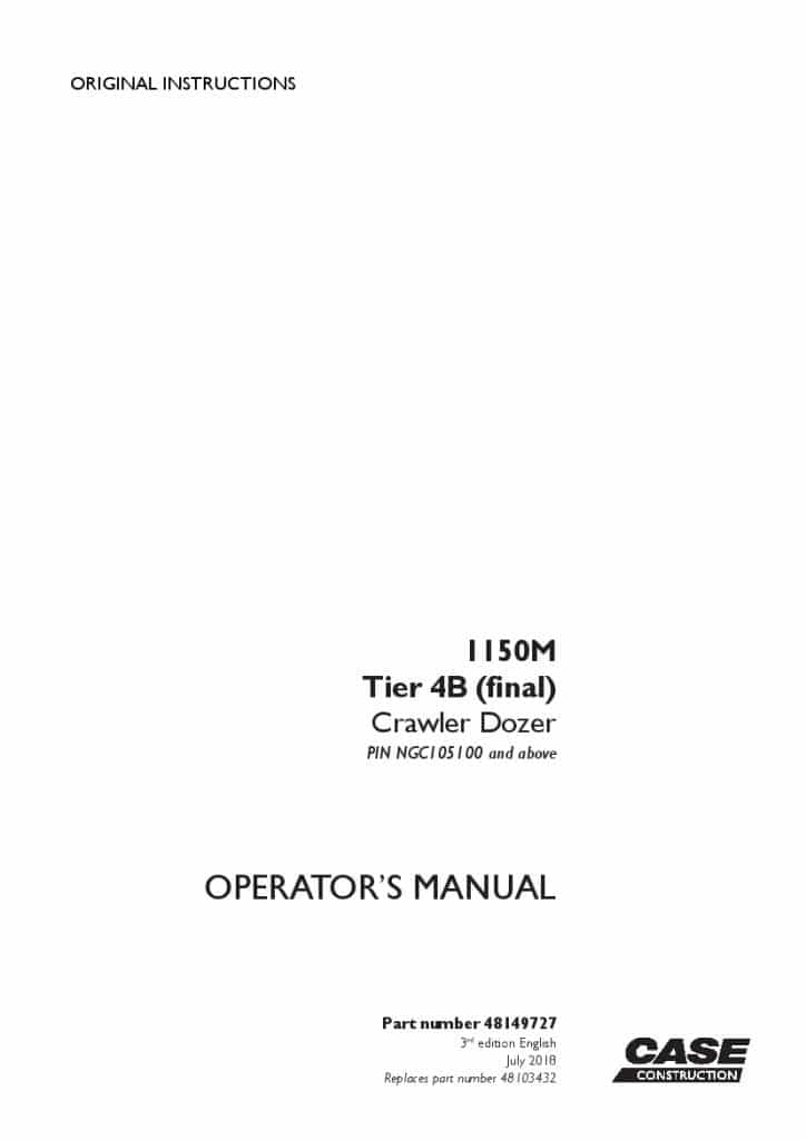 Case 1150M Tier 4B final Crawler Dozer operator manuals PDF Download