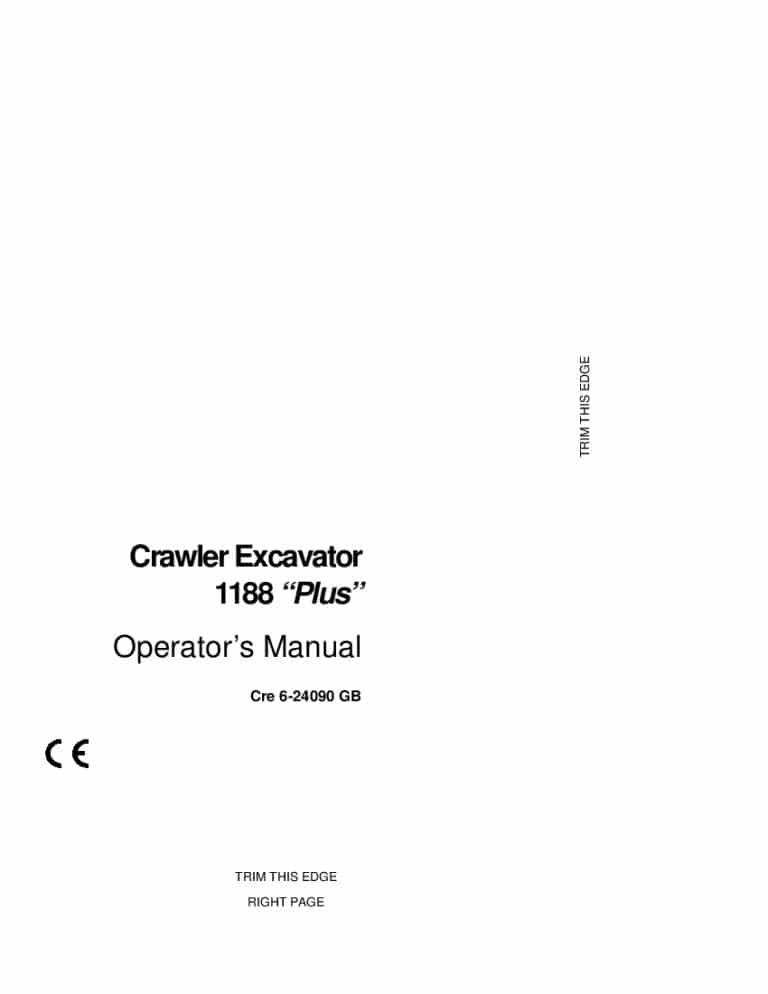 Case 1188 Plus Crawler Excavator operator manuals PDF Download