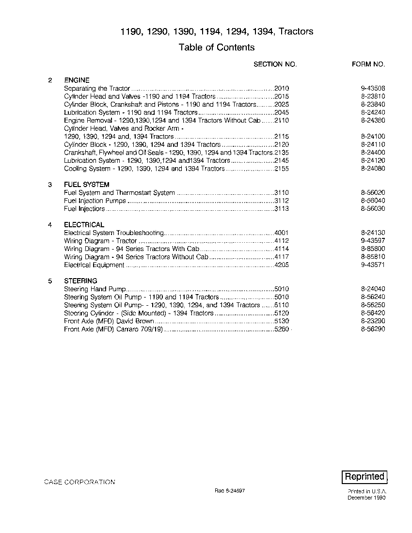 Case 1190 1290 1390 1194 1294 1394 Tractor Repair Service Manual PDF Download