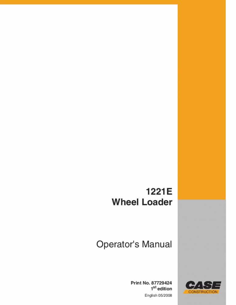 Case 1221E Wheel Loader Tier 3 operator manuals PDF Download