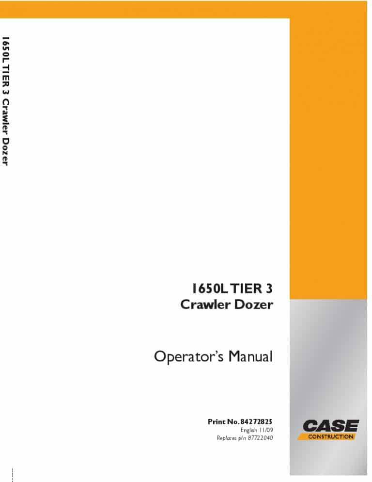 Case 1650L Tier 3 Crawler Dozer operator manuals PDF Download