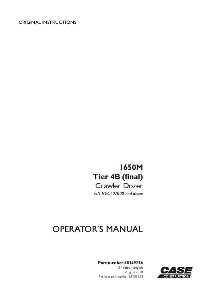 Case 1650M Tier 4B final Crawler Dozer operator manuals PDF Download