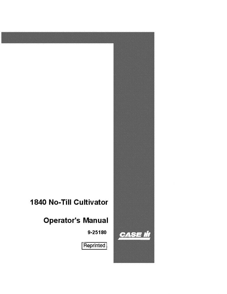 Case 1840 No-till Cutivator operator manuals PDF Download