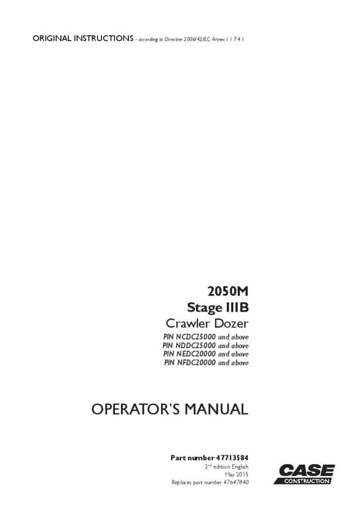 Case 2050M Stage IIIB crawler dozer NCDC25000 operator manuals PDF Download