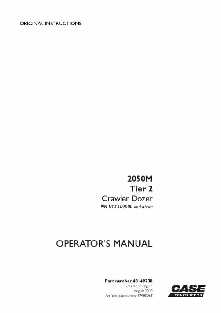 Case 2050M Tier 2 Crawler Dozer operator manuals PDF Download