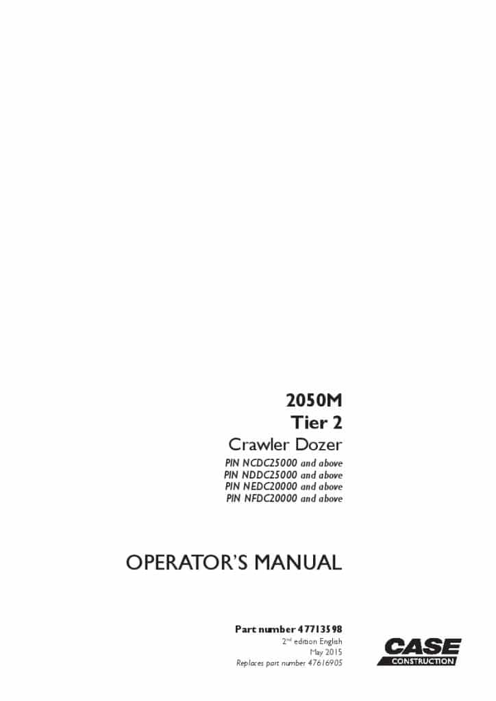 Case 2050M Tier 2 crawler dozer NCDC25000 operator manuals PDF Download