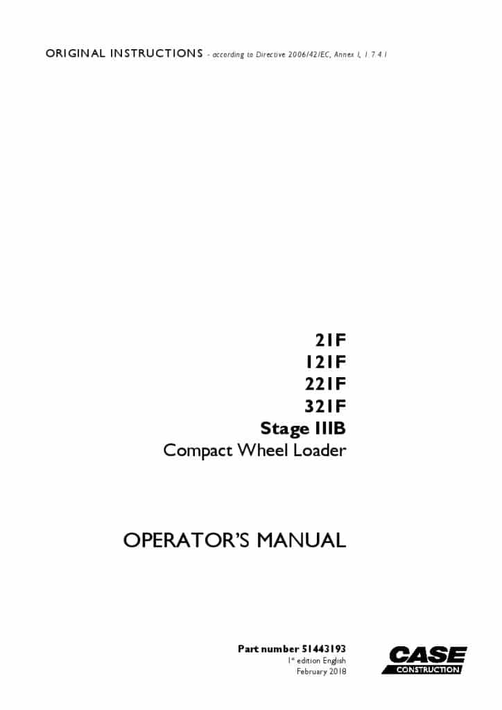 Case 21F, 121F, 221F, 321F Stage IIIB Compact wheel loader operator manuals PDF Download
