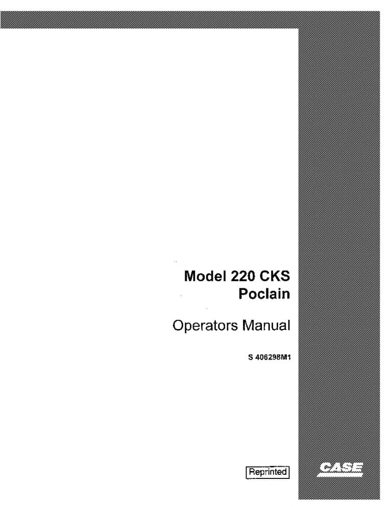 Case 220CKS Poclain Excavator operator manuals PDF Download