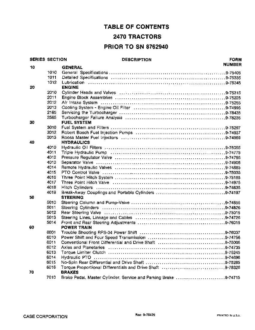 Case 2470 Tractor Repair Service Manual PDF Download