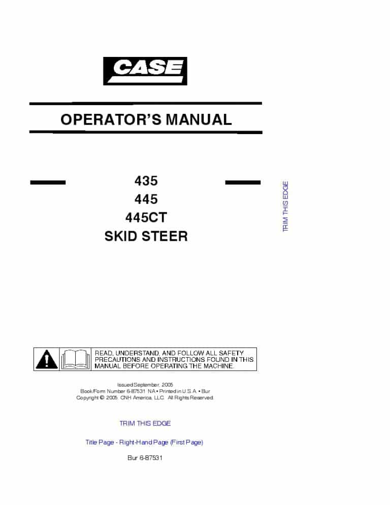 Case 435, 445, 445CT Skid Steers operator manuals PDF Download