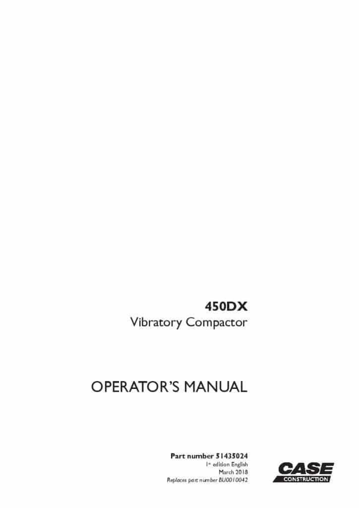 Case 450DX Vibratory Compactor operator manuals PDF Download
