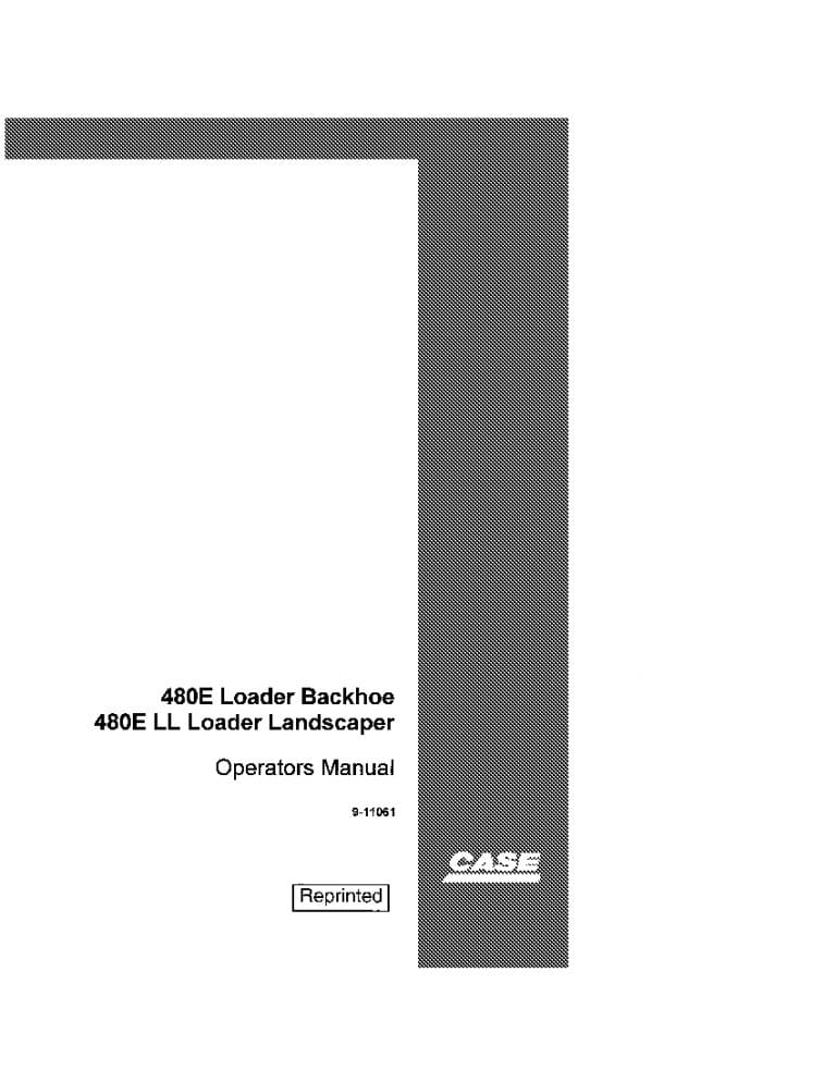 Case 480E Loader Backhoe operator manuals PDF Download