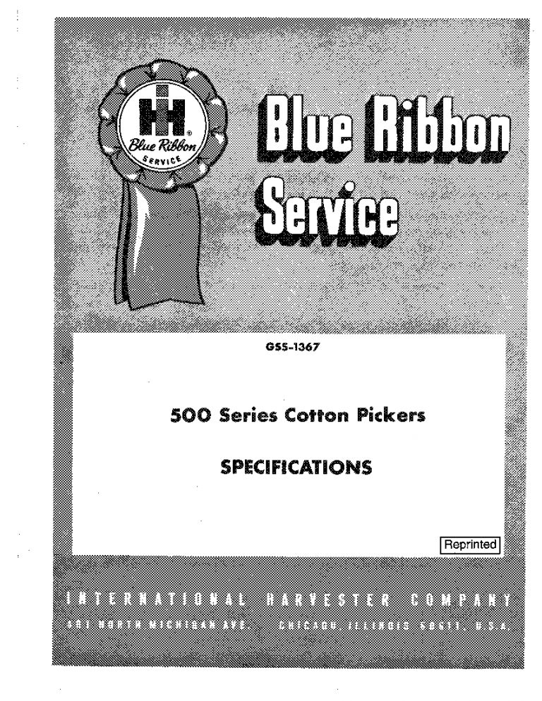 Case 500 Series Cotton Picker Specifications Repair Service Manual PDF Download