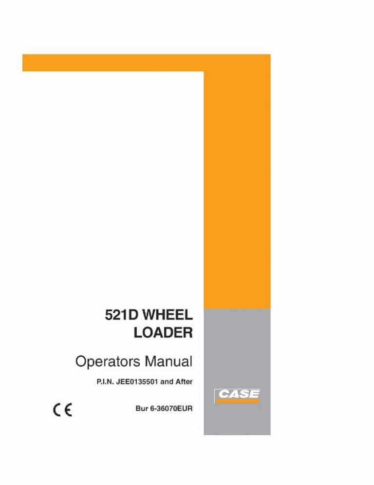 Case 521C Wheel Loader JEE0135501 operator manuals PDF Download
