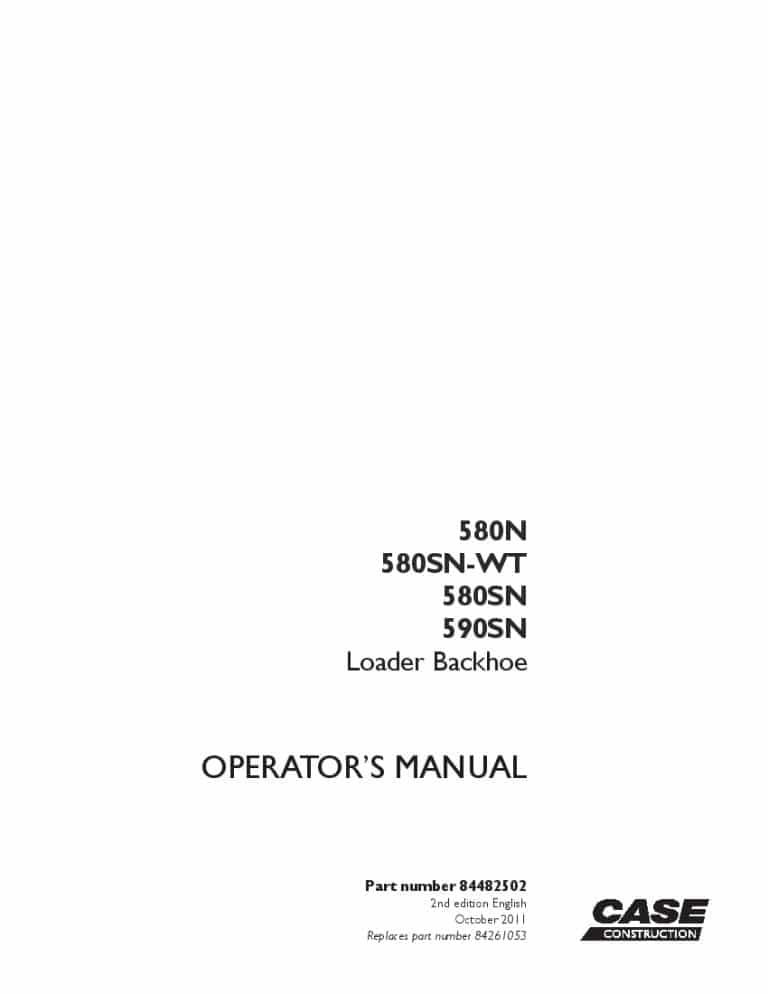 Case 580N, 580SN-WT, 580SN, 590SN Loader Backhoe operator manuals PDF Download