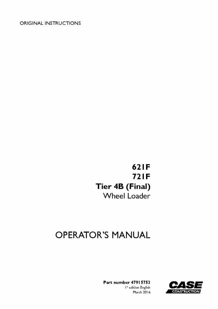 Case 621F, 721F Tier 4B final Wheel loader operator manuals PDF Download