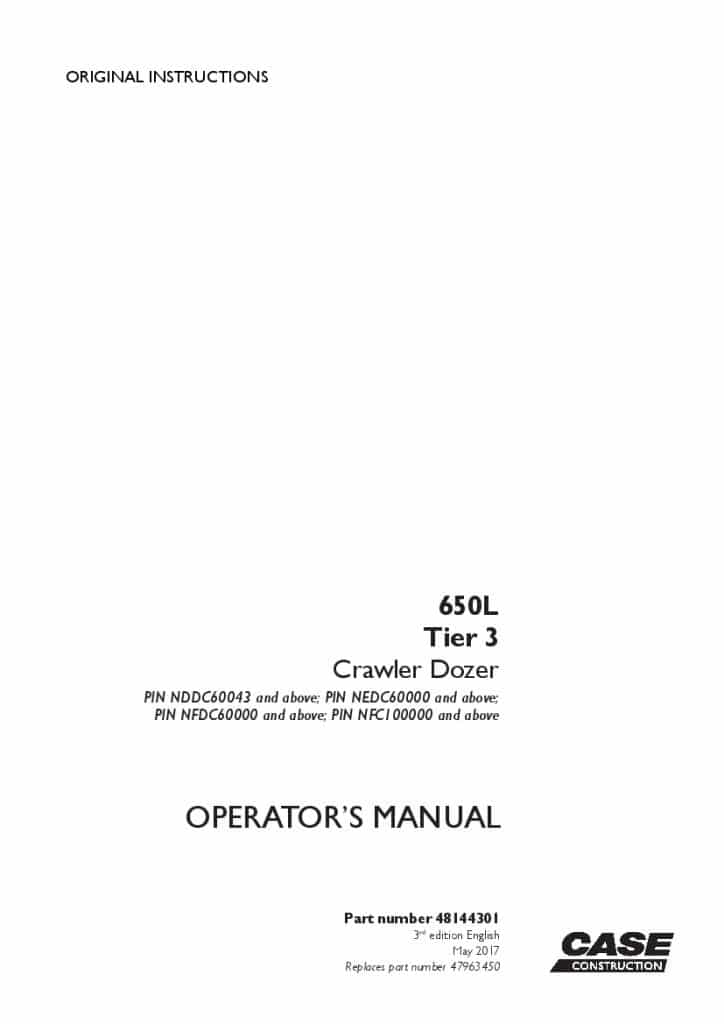 Case 650L Tier 3 Crawler dozer NDDC60043 operator manuals PDF Download