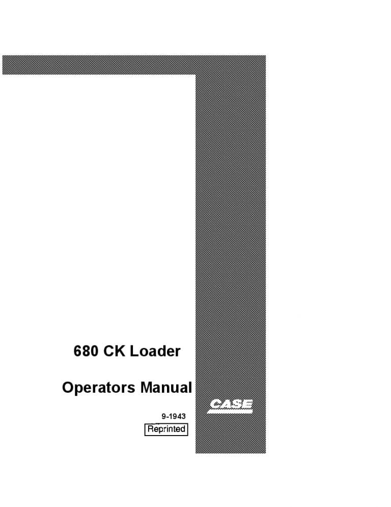 Case 680CK Loader Backhoe Prior To 9101501 operator manuals PDF Download