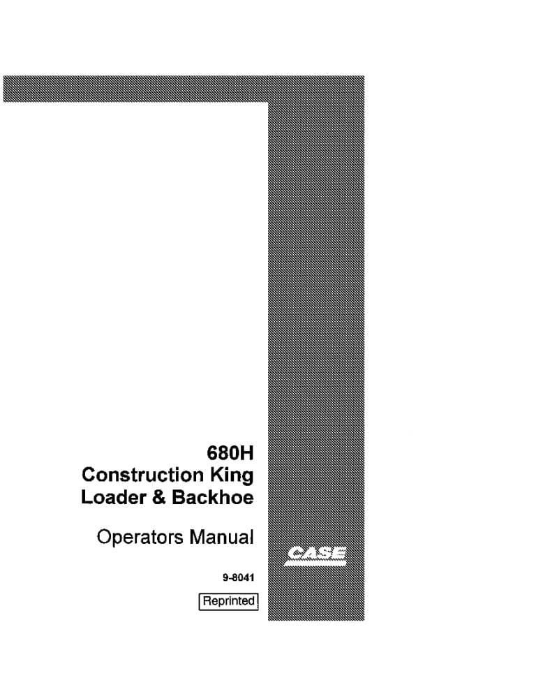 Case 680H Construction King Loader Backhoe operator manuals PDF Download