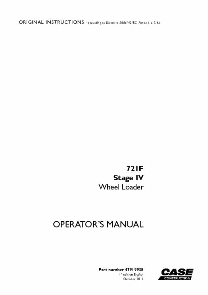 Case 721F Stage IV Wheel loader operator manuals PDF Download