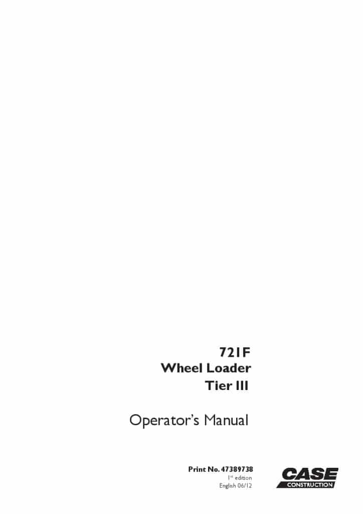 Case 721F T3 Wheel Loader operator manuals PDF Download
