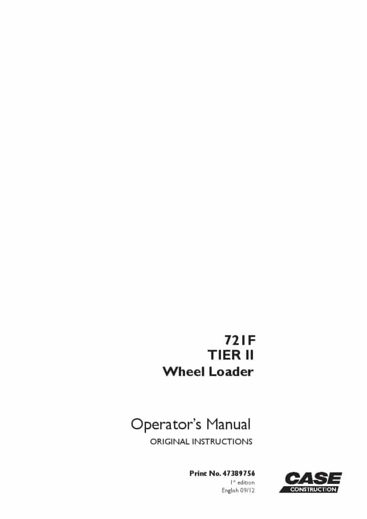 Case 721F Tier 2 Wheel Loader operator manuals PDF Download