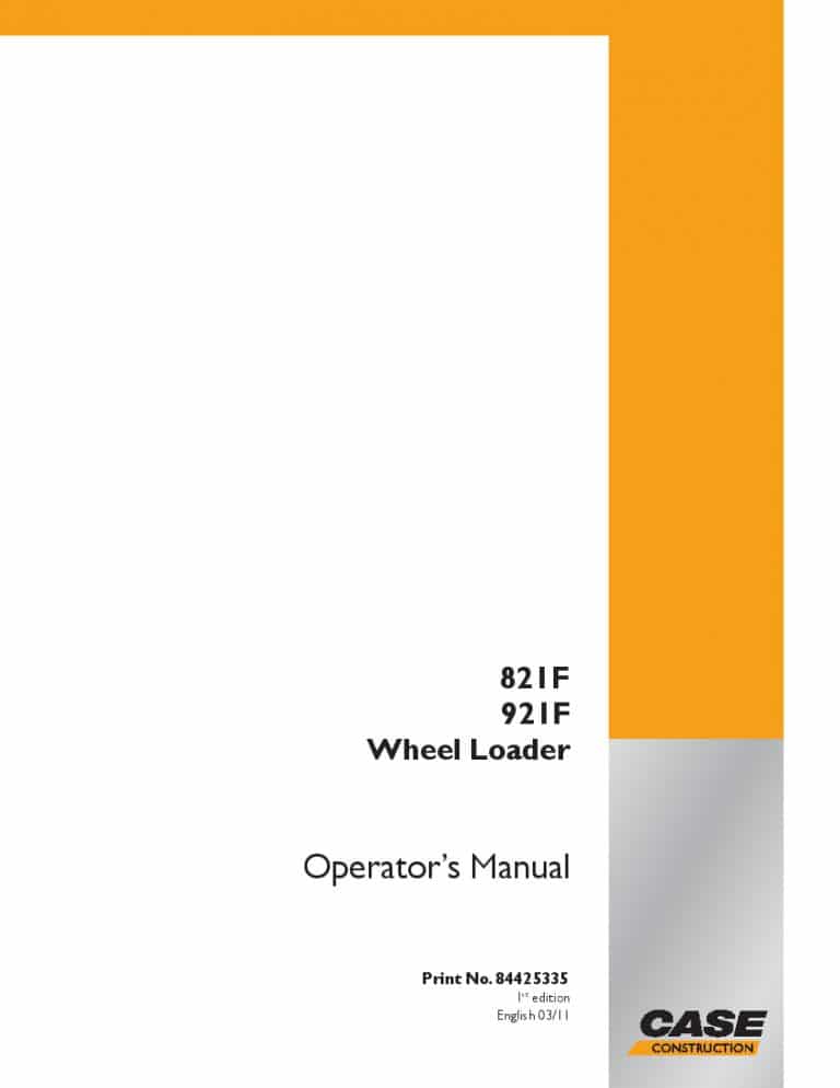 Case 821F, 921F Tier 4 Wheel Loaders operator manuals PDF Download